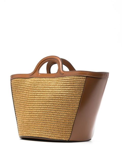 Marni Tropicalia logo-embroidered tote bag - Brown