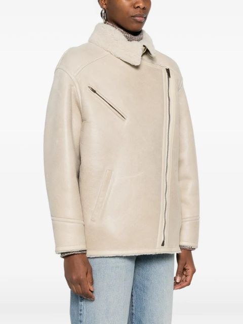ISABEL MARANT Adelina shearling zip jacket - Neutrals - zdjęcie produktu nr 2