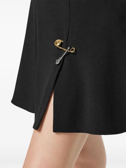 Versace Safety Pin flared satin mini dress - Black