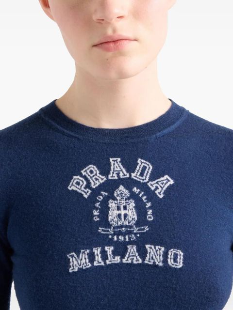 Prada logo-intarsia cashmere jumper - Blue