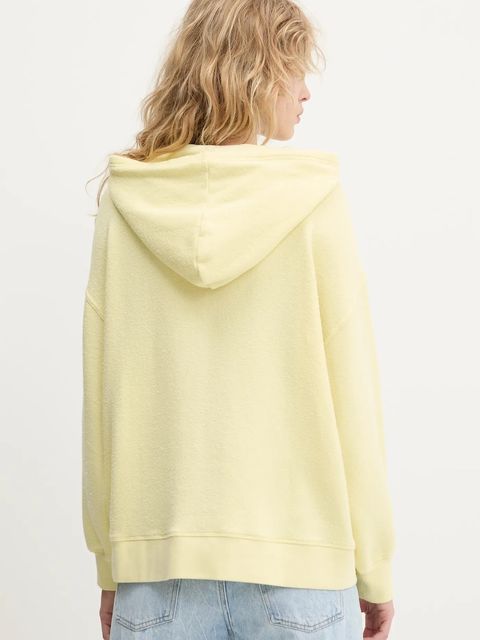 American Vintage bluza damska kolor żółty z kapturem gładka YTI03AE25