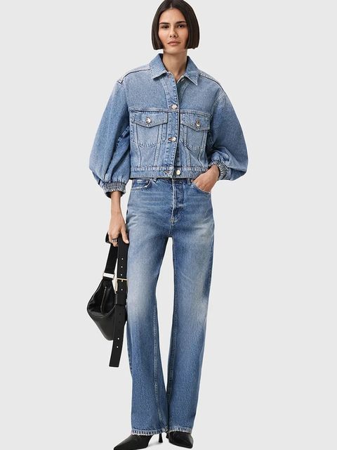 AllSaints kurtka jeansowa LUCA kolor niebieski przejściowa W031OD