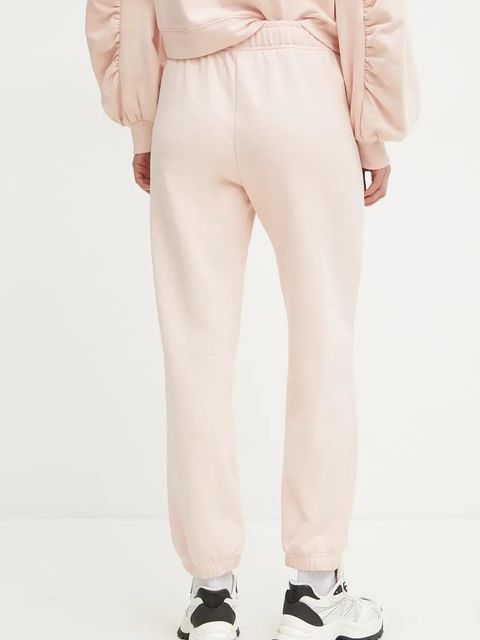 Pinko spodnie dresowe bawełniane damskie kolor beżowy z aplikacją 104790 A2G8
