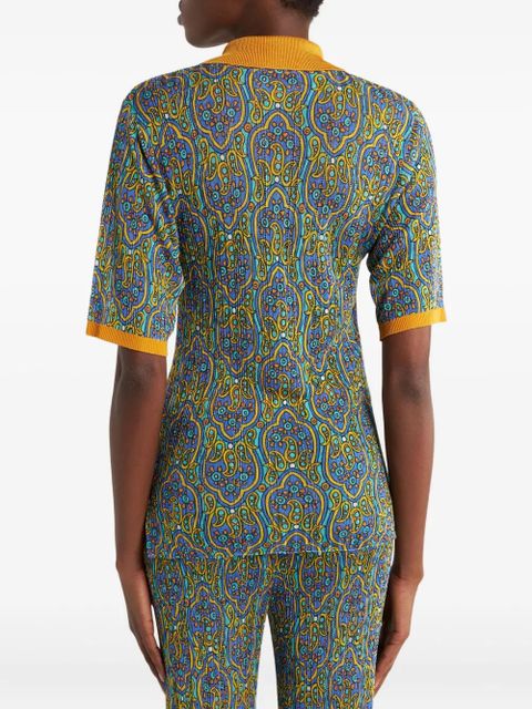 ETRO printed knitted polo shirt - Orange