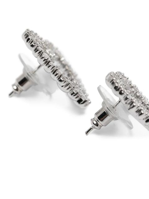 Self-Portrait crystal heart earrings - Silver