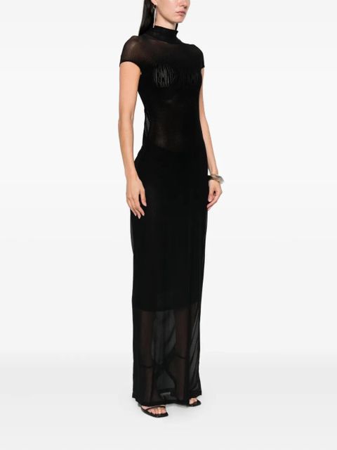 Jean Paul Gaultier mesh-panelled maxi dress - Black