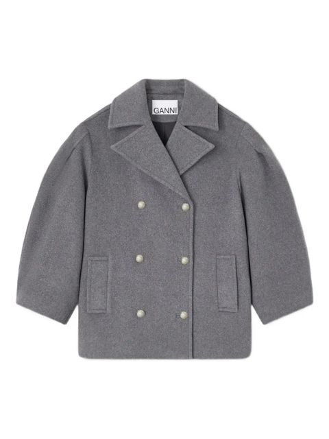 GANNI balloon-sleeves double-breasted coat - Grey - zdjęcie produktu nr 1