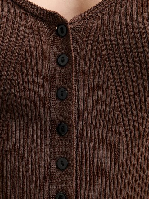 Herskind kardigan z domieszką jedwabiu Gili damski kolor brązowy 5539106