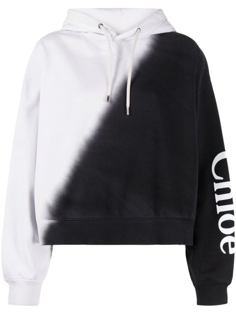 Chloé dip-dye cotton-fleece hoodie - Black