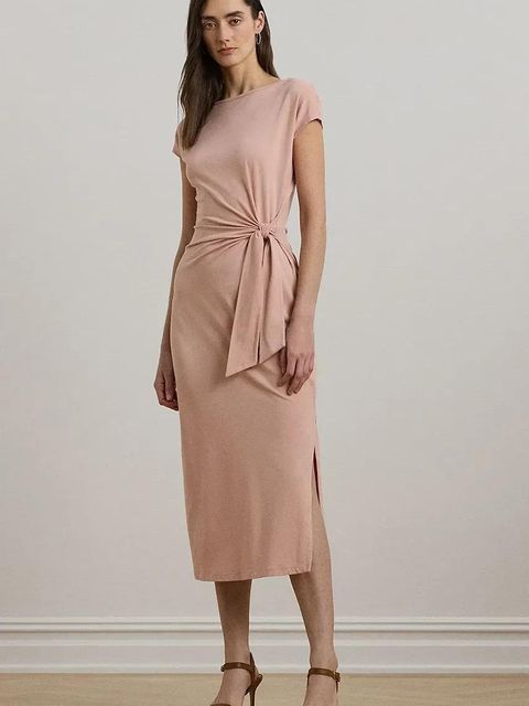 Lauren Ralph Lauren sukienka kolor pomarańczowy midi dopasowana 250964086 - zdjęcie produktu nr 1