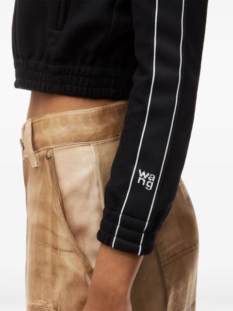 Alexander Wang logo-tape cropped track jacket - Black