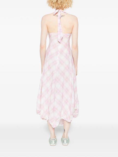 Gimaguas checked asymmetric-hem dress - White