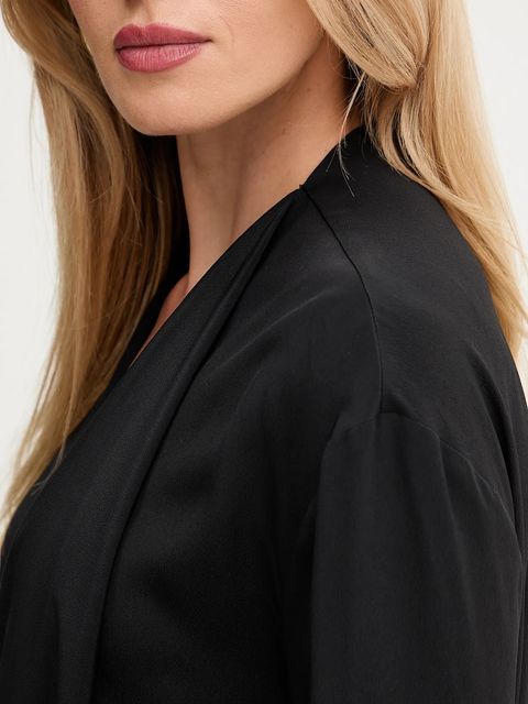 Simona Corsellini bluzka z dodatkiem jedwabiu damska kolor czarny gładka A25CPCA00801