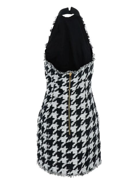 Balmain houndstooth button-detailed mini dress - Black