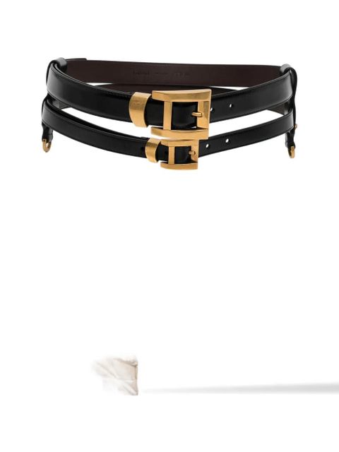 Versace double-strap leather belt - Black - zdjęcie produktu nr 1