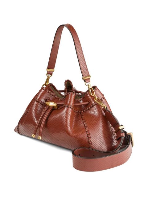 Jimmy Choo Cinch M snakeskin-effect leather shoulder bag - Brown