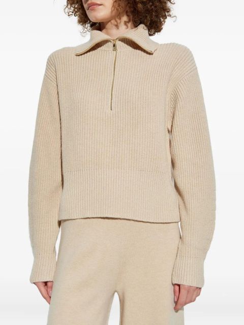 Max Mara ribbed zip-neck sweater - Neutrals