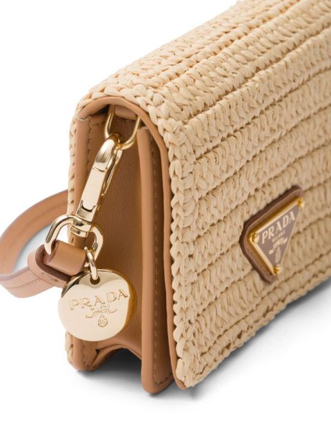 Prada triangle-logo raffia cardholder - Neutrals - zdjęcie produktu nr 2