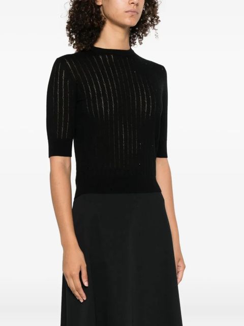Max Mara open-knit short-sleeve top - Black