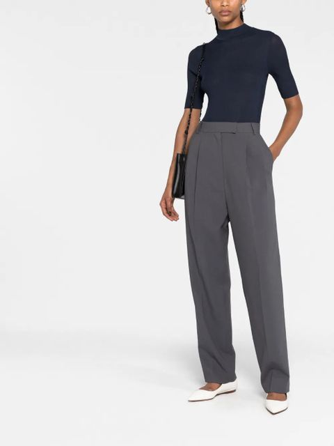 Tory Burch short-sleeve ribbed-knit top - Blue - zdjęcie produktu nr 2