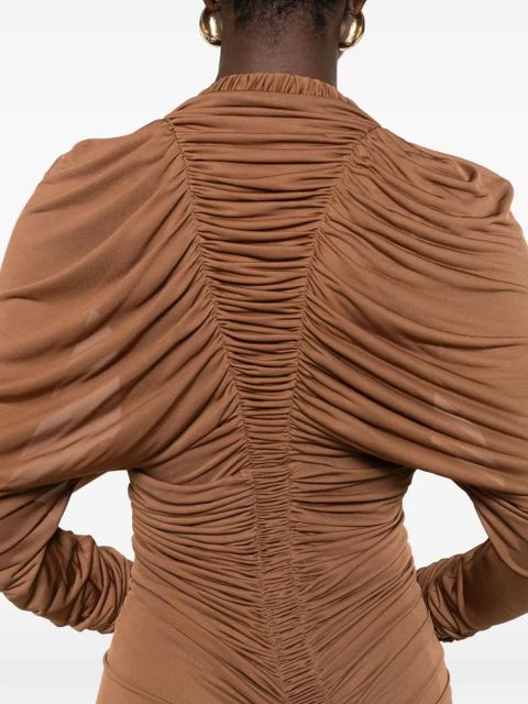 Christopher Esber Orion LS long-sleeve mini dress - Brown