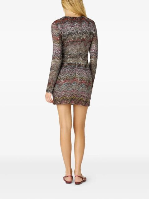 Missoni sequin-embellishment zigzag-pattern mini dress - Neutrals