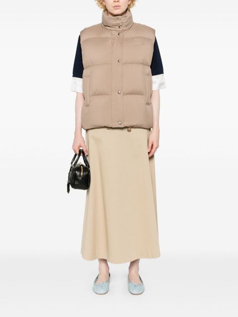 Miu Miu logo-patch down gilet - Brown