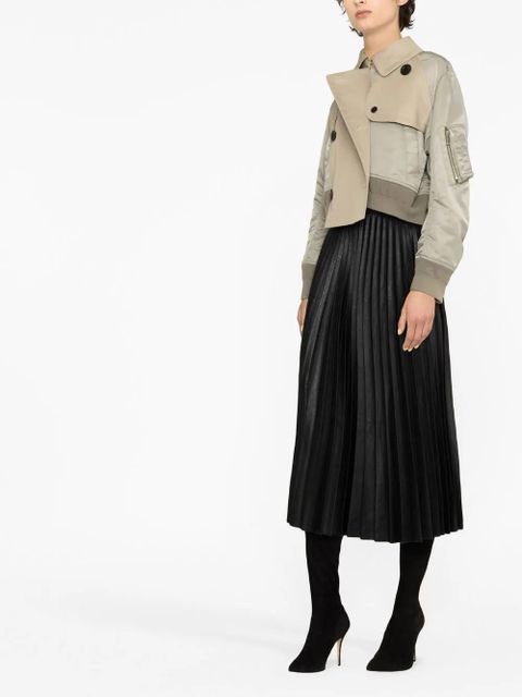 MM6 Maison Margiela faux-leather pleated midi skirt - Black