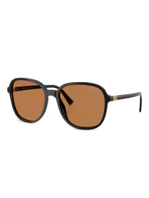 Miu Miu Eyewear logo-detail round-frame sunglasses - Black - zdjęcie produktu nr 1