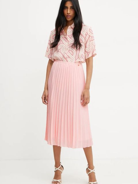 Silvian Heach spódnica GISCA kolor różowy midi rozkloszowana GPP25442LO