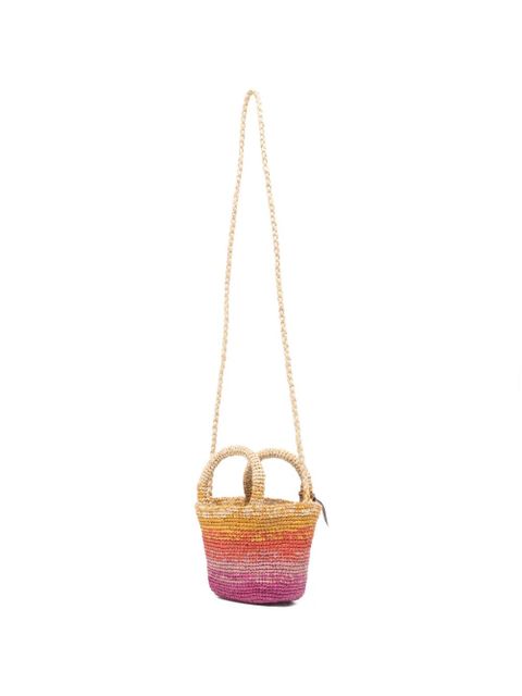 Manebi mini Panier raffia tote bag - Pink