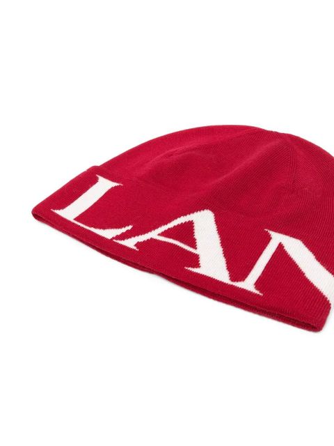 Lanvin intarsia-logo wool beanie - Red - zdjęcie produktu nr 2