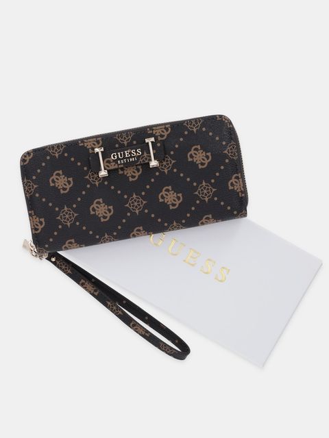 Guess portfel SILIA damski kolor brązowy SWGP98 90146