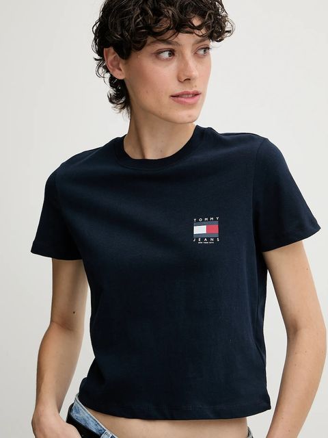 Tommy Jeans t-shirt bawełniany damski kolor granatowy DW0DW21423