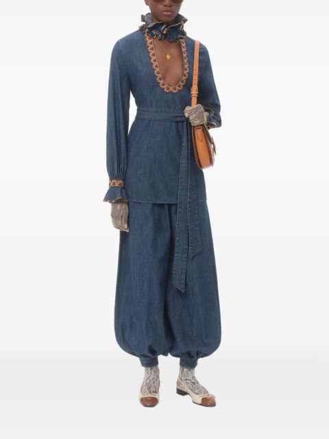 Valentino Garavani embroidered chambray blouse - Blue