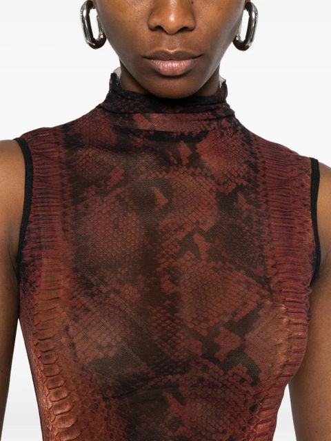 Jean Paul Gaultier animal-print top - Brown