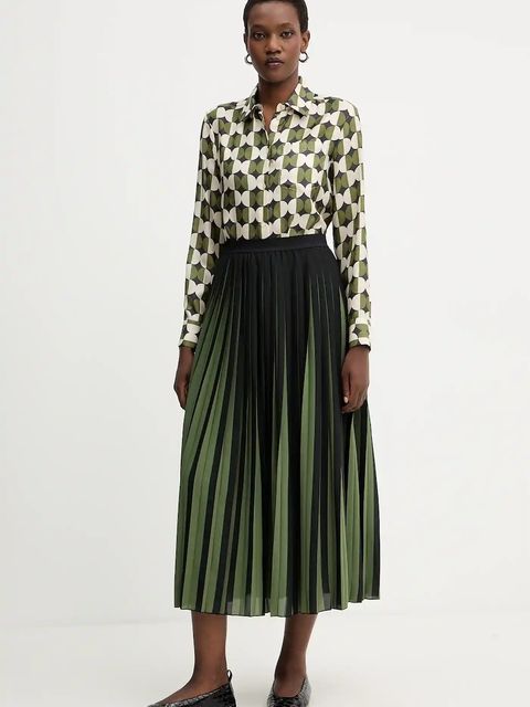 Weekend Max Mara koszula jedwabna RIVE damska kolor zielony regular z kołnierzykiem klasycznym 2525116062600