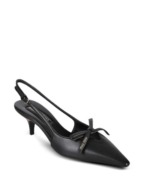 Miu Miu bow buckle leather slingback pumps - Black