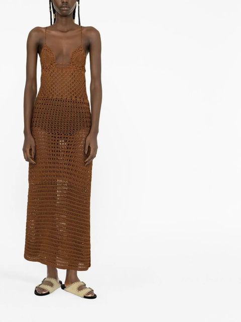 Alanui Mother Nature crochet dress - Brown