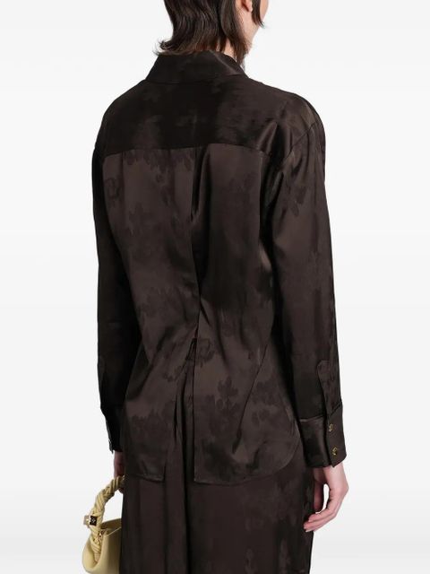 GANNI jacquard-pattern belted shirt - Brown