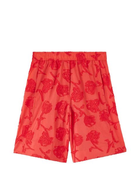 GANNI fil-coupé floral-pattern shorts - Red