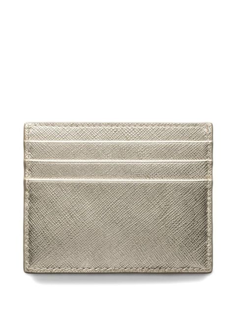 Prada triangle logo leather card holder - Gold - zdjęcie produktu nr 2