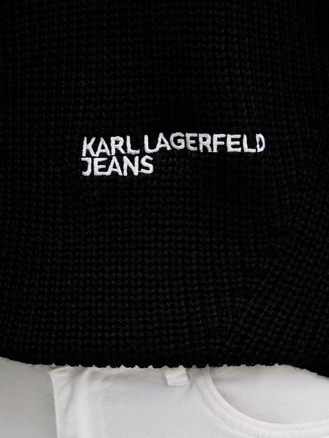 Karl Lagerfeld Jeans sweter z wełną damski kolor czarny z golfem A4W18020