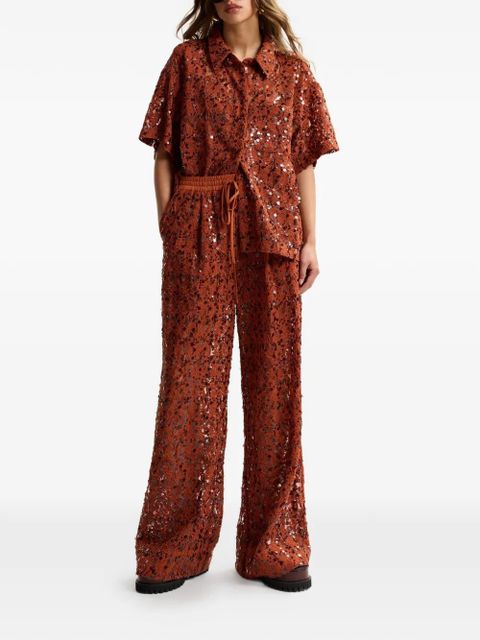 Essentiel Antwerp sequin-embellished short-sleeved shirt - Red - zdjęcie produktu nr 2