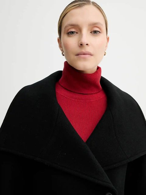 Calvin Klein płaszcz z wełną kolor czarny LV044D557G