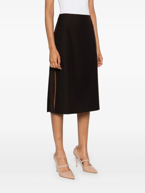 FENDI slit-detailed midi skirt - Brown