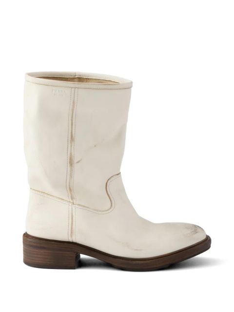 Prada vintage-effect leather boots - Neutrals - zdjęcie produktu nr 1