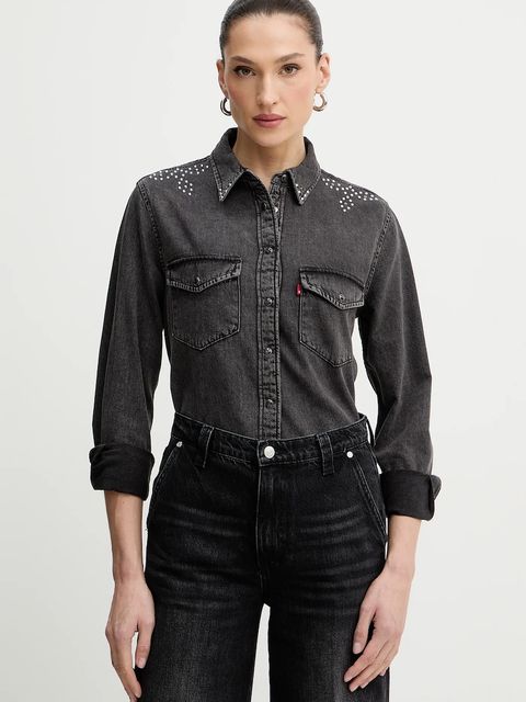 Levi's koszula bawełniana damska kolor szary regular z kołnierzykiem klasycznym 16786 - zdjęcie produktu nr 1