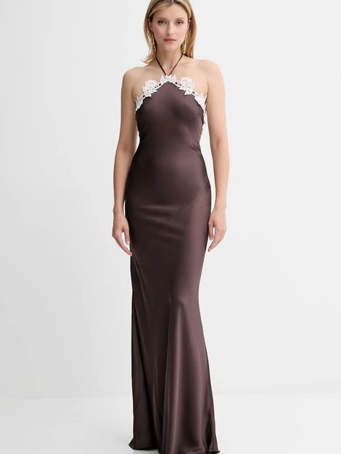 Patrizia Pepe sukienka kolor brązowy maxi rozkloszowana 2A2901 A586 - zdjęcie produktu nr 1