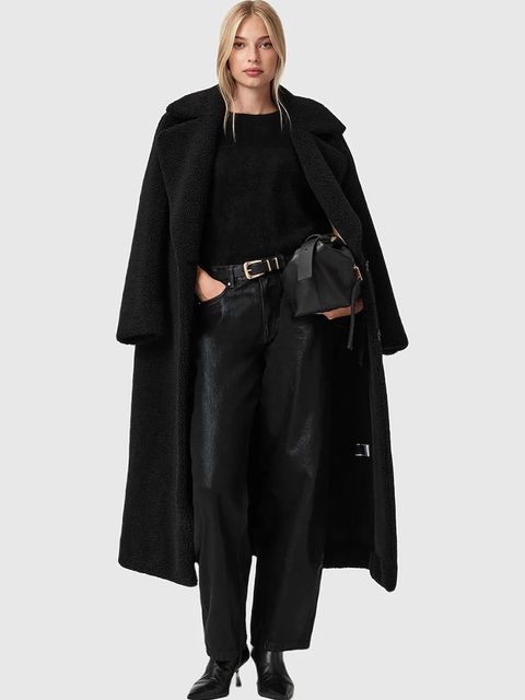 AllSaints płaszcz kolor czarny W062OB